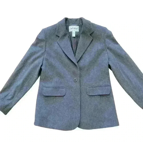 Vintage Lord & Taylor Womens Blazer Size 8P Grey Wool Cashmere Career interview - Picture 5 of 10